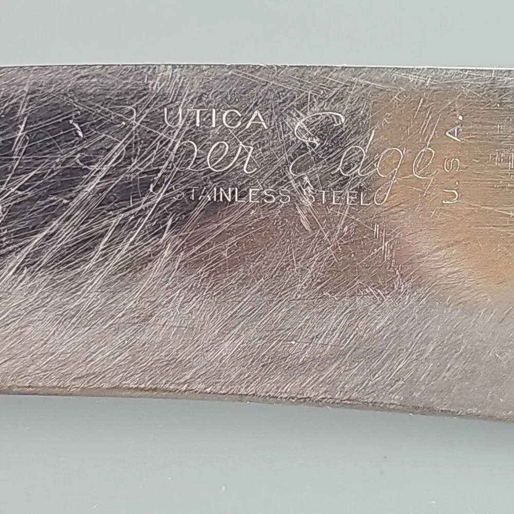 Vintage 8 inch Blade Utica Stainless Super Edge Knife Wood Handle 13 in Carving